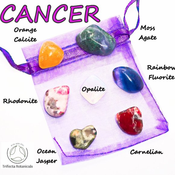 ♋ CANCER Zodiac Gift Set ♋ Roller Bottle + Pocket Crystals + Loose Incense Blend - Picture 2 of 6